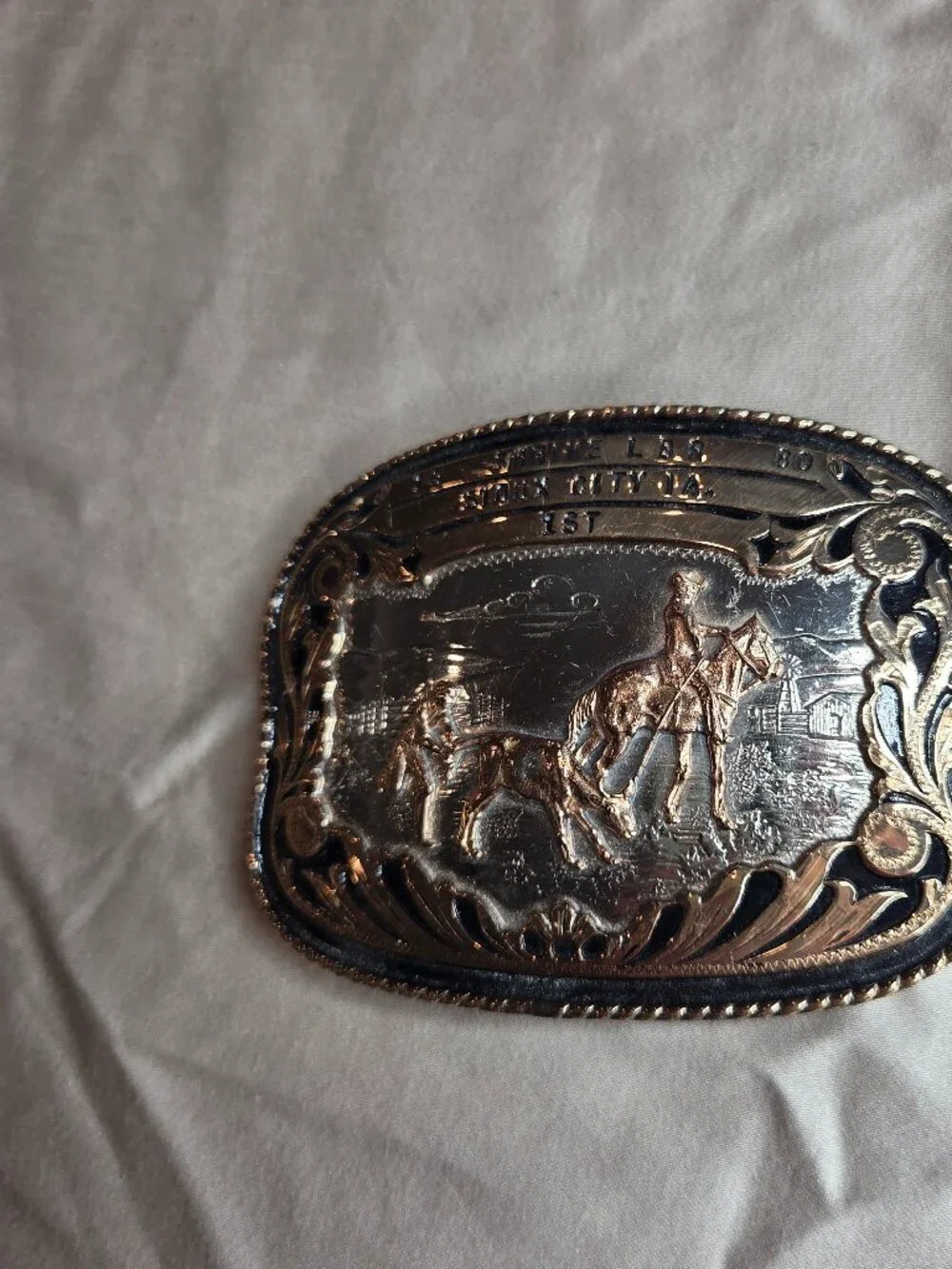 Comstock Silversmiths 1980 Shrine Rodeo Trophy Buckle - 1st Place